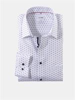 Olymp hvid skjorte med firkantet prikker. Comfort Fit 1070 74 11